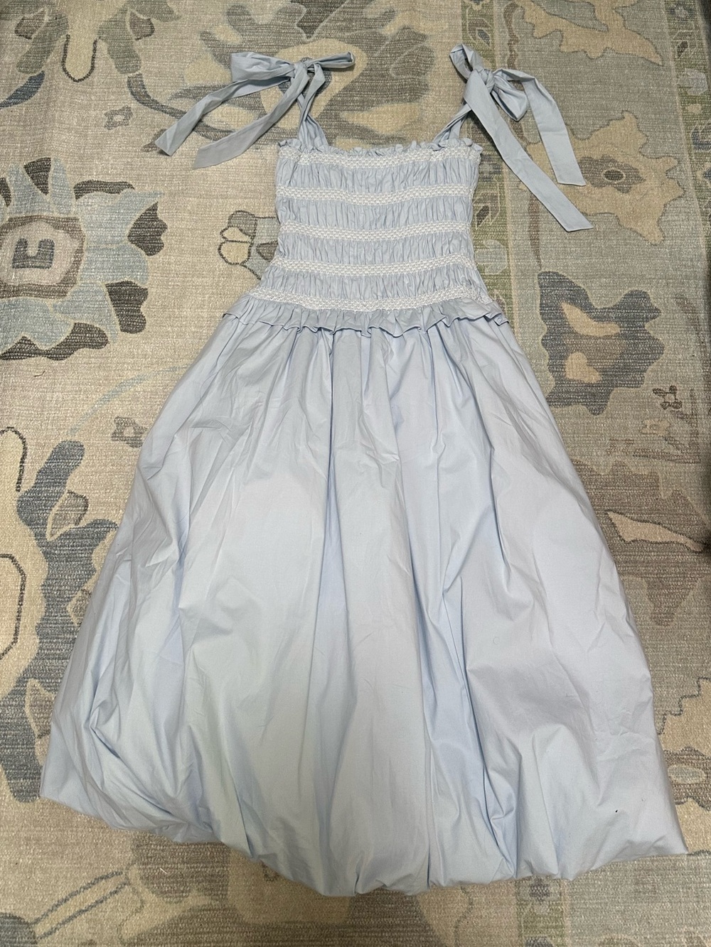 MABLE Light Blue Smocked Waist Sundress